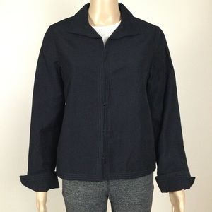 👛 (ANY 2/$25) TALBOTS Black Lined Shirt Style Jacket/ Hidden Clip Closures